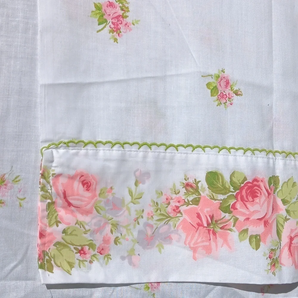 2 vintage pink green Springmaid in USA double flat sheets